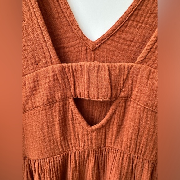 MADEWELL - Lightspun Cotton Gauze V-Neck Midi Dress - Burnt Clay - Medium - BNWT - Picture 9 of 16